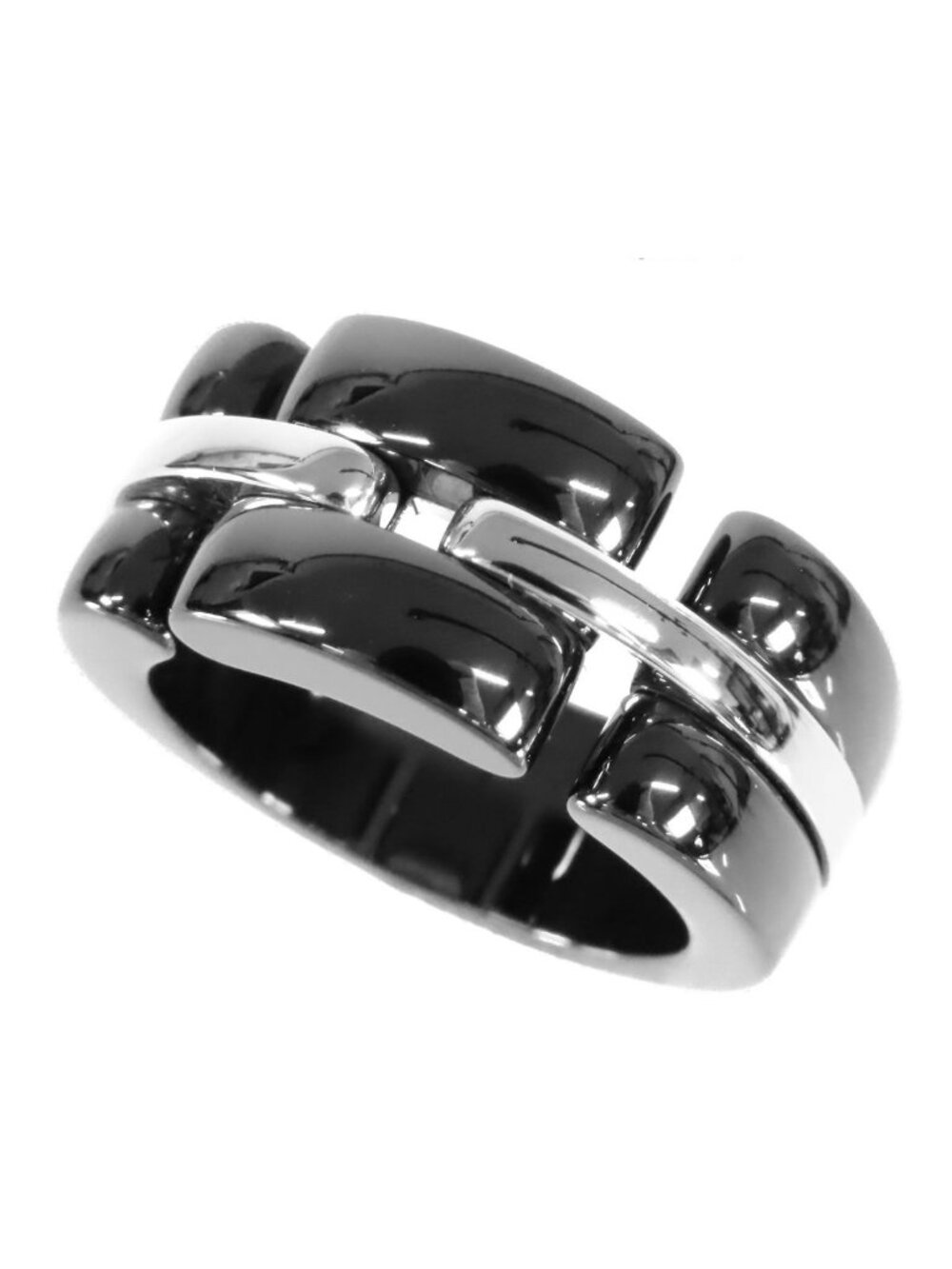 Chanel Ultra Collection Ring White Gold Black 18K Ceramic 51